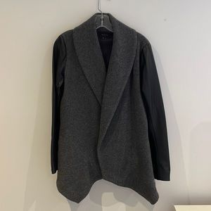 Theory wool jacket with leather sleeves